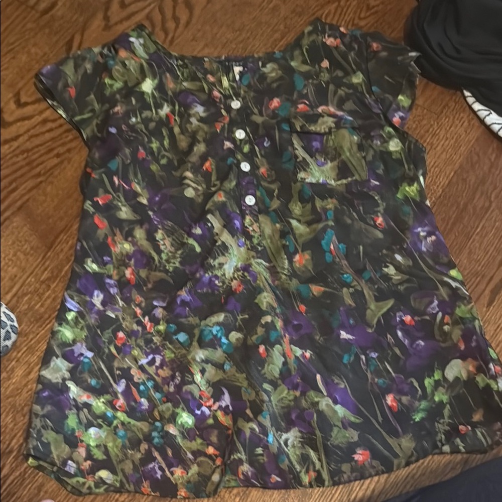J. Crew Camouflage Print Blouse in Purple and Green